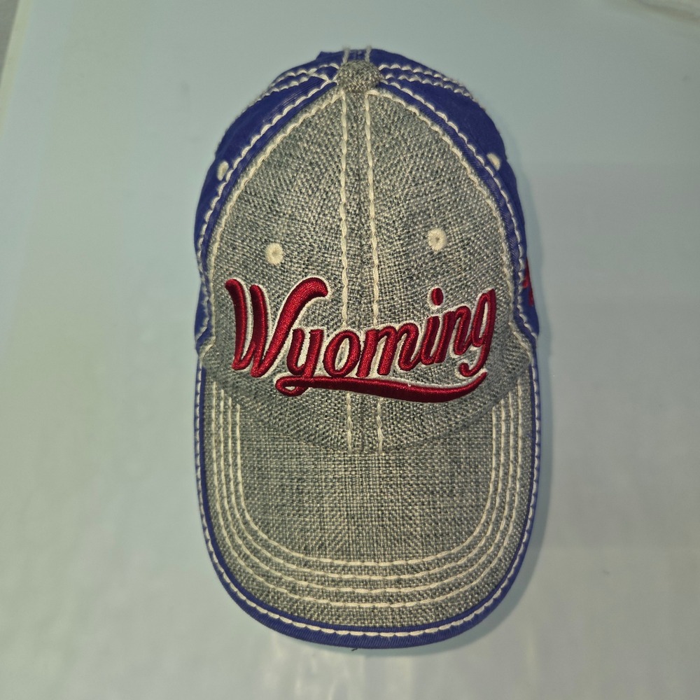 Robin Ruth Wyoming Baseball Cap Mens OSFM Blue Grey Embroidered Contrast Stitch